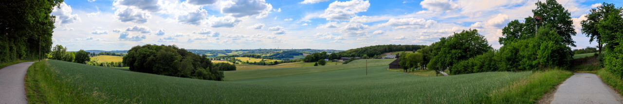 Rural landscape Panorama in Velbert Langenberg by Germany