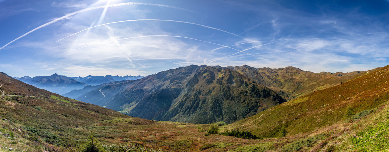 Panoramic view from the mountain Kleiner Gilfert in the Zillertal of Austria