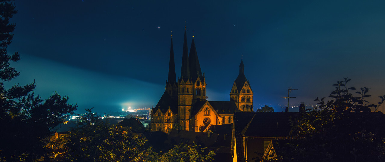 historic city gelnhausen germany at night