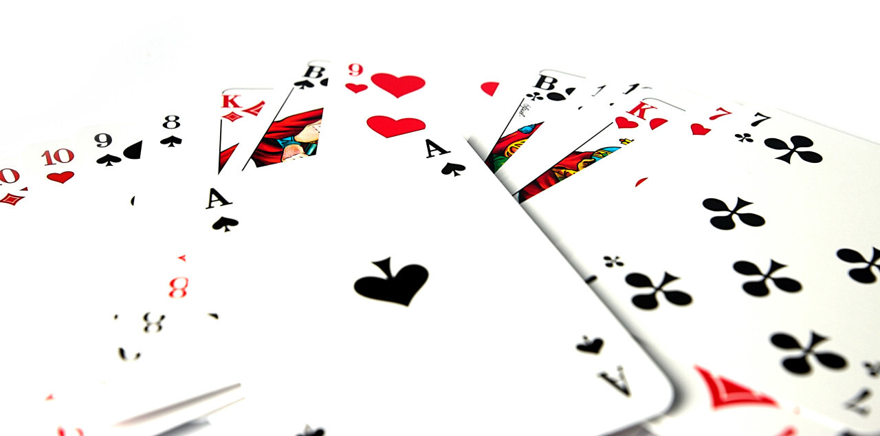 Poker cards isolated on white background