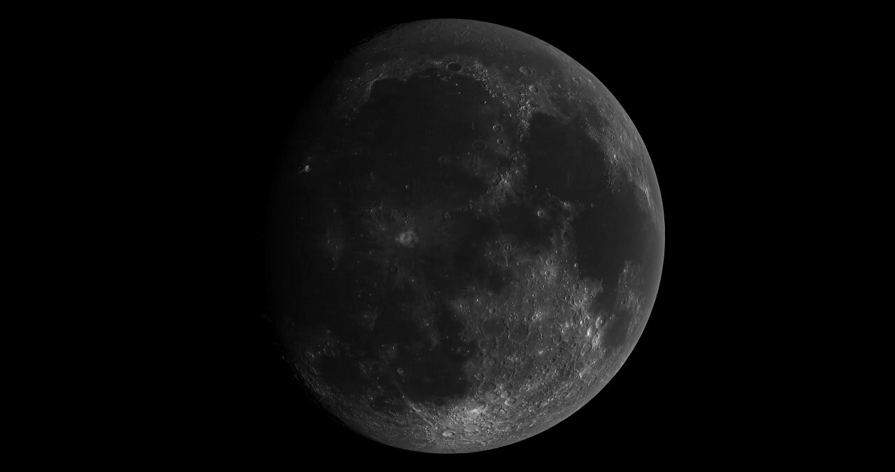 moon in space on black black background