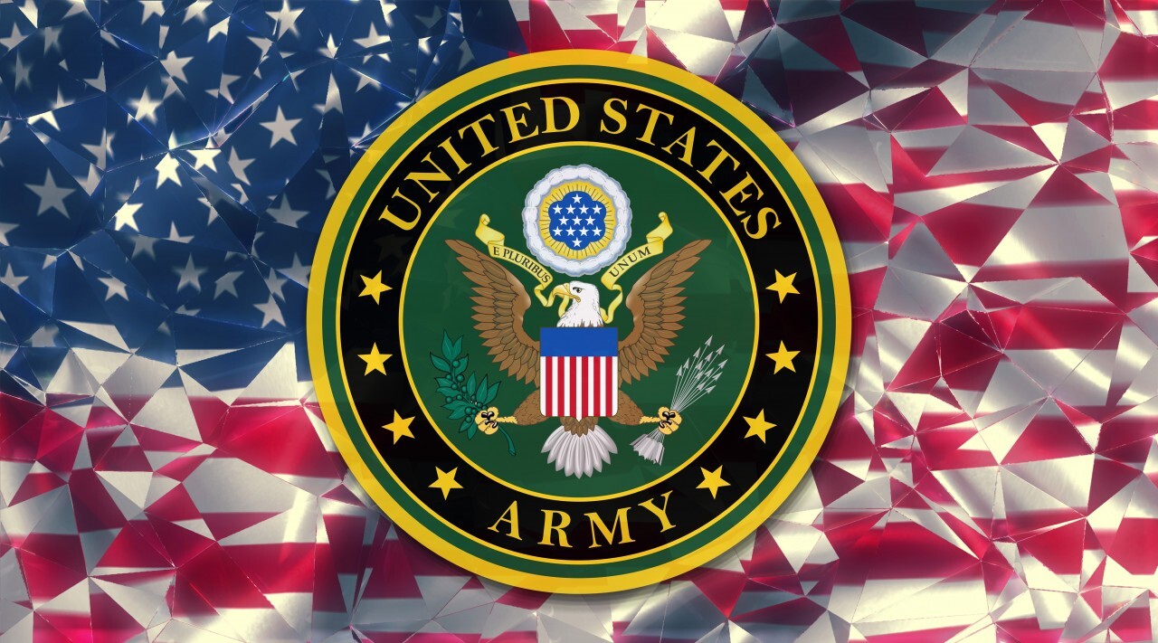 US Army Symbol on USA Flag, United States of America Military Flag Symbol