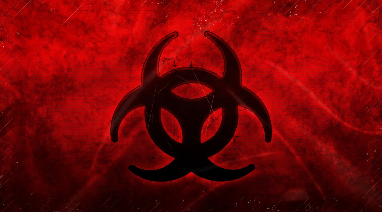 Abstract biohazard symbol dark red background symbol illustration