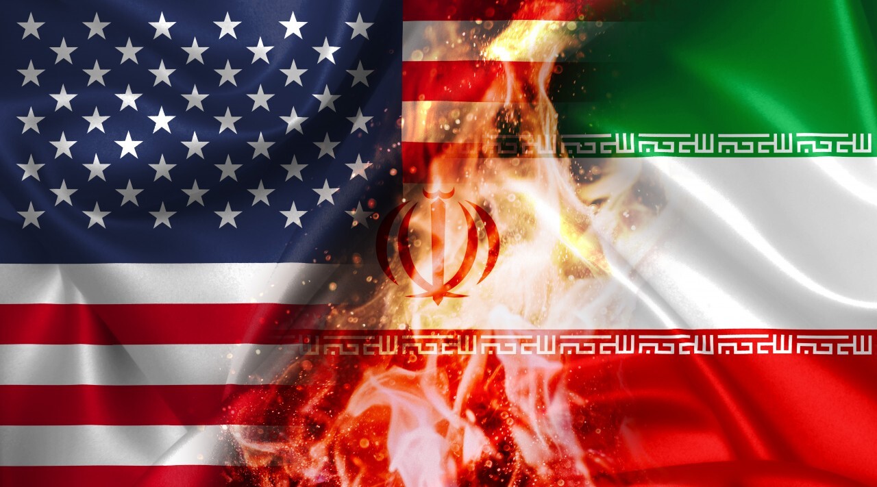 USA vs Iran Flag - conflict war comparison illustration