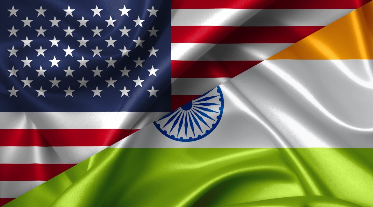 United States USA vs India flags comparison concept Illustration