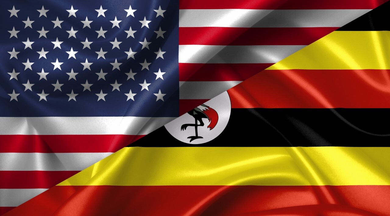 United States USA vs Uganda flags comparison concept Illustration