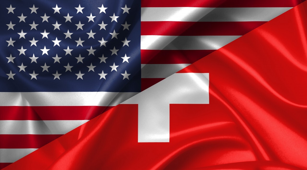 United States USA vs Switzerland flags comparison concept Illustration