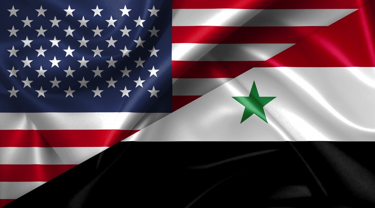 United States USA vs Syria flags comparison concept Illustration