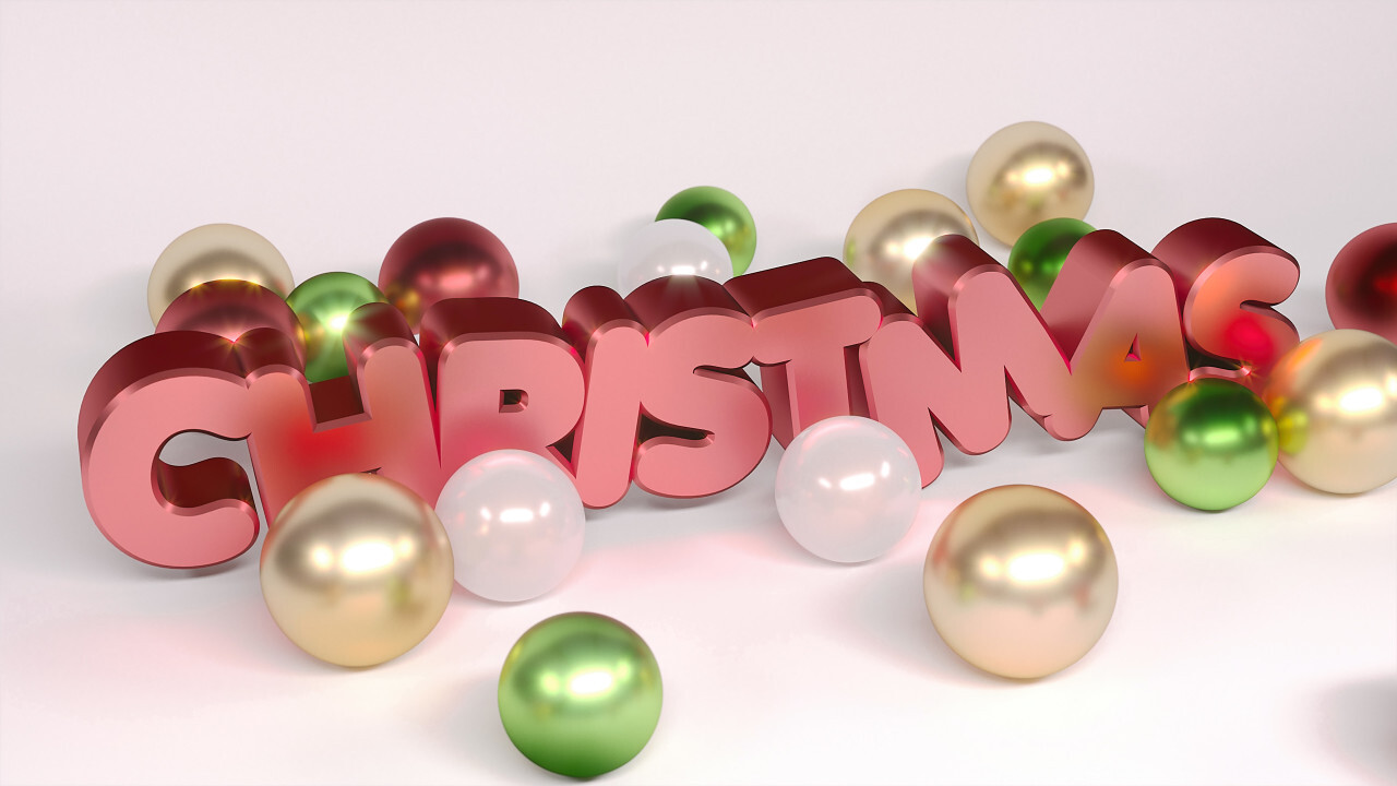 christmas 3d text balls