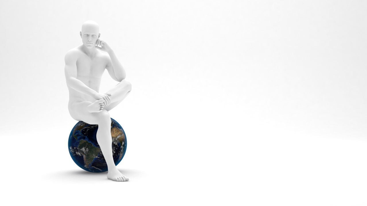 man is sitting on earth