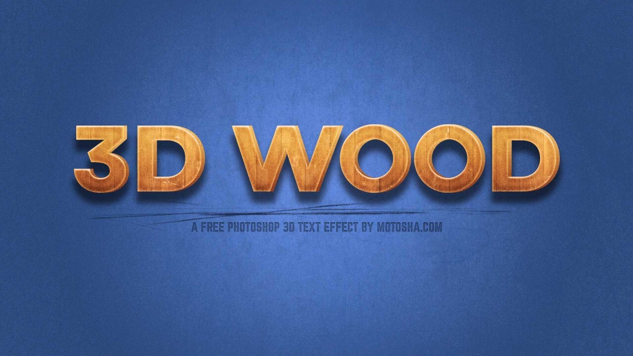 Free 3D Wood Text Effect for Photoshop (PSD)