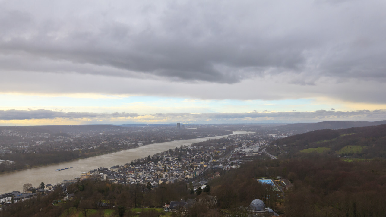 Rain Clouds Panorama of Rhine valley by Königswinter in Germany