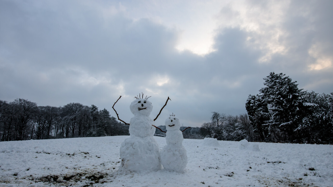 Snowmen built by children