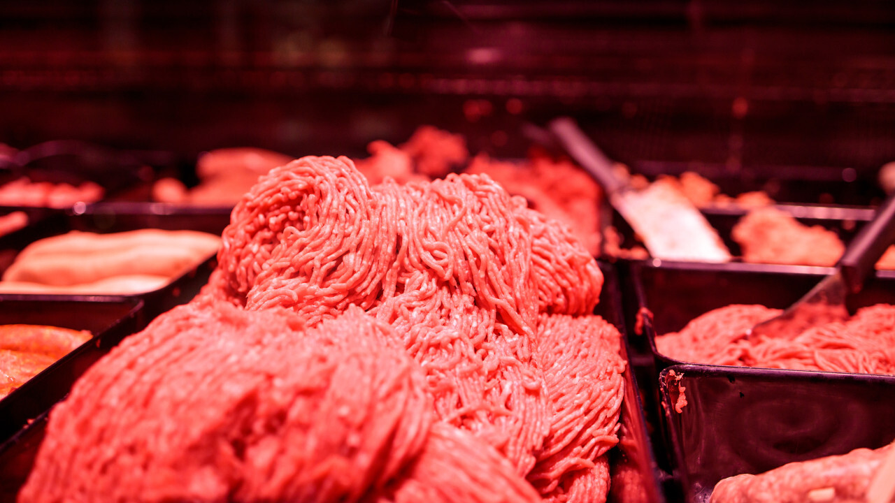 Ground beef at the butcher shop