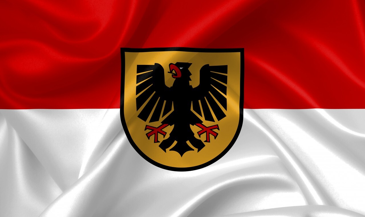Waving Flag of Dortmund in Germany Illustration