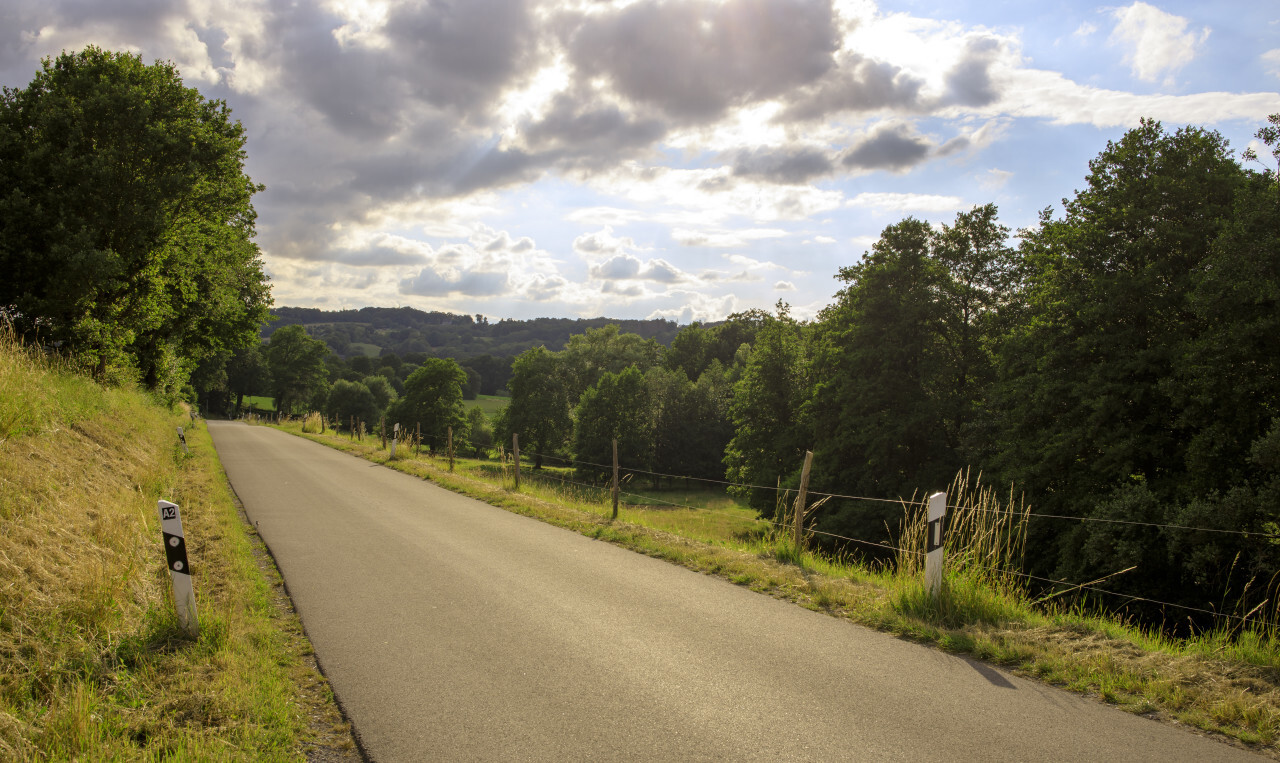 Country road in Germany countryside landscape, Lower Rhine Region