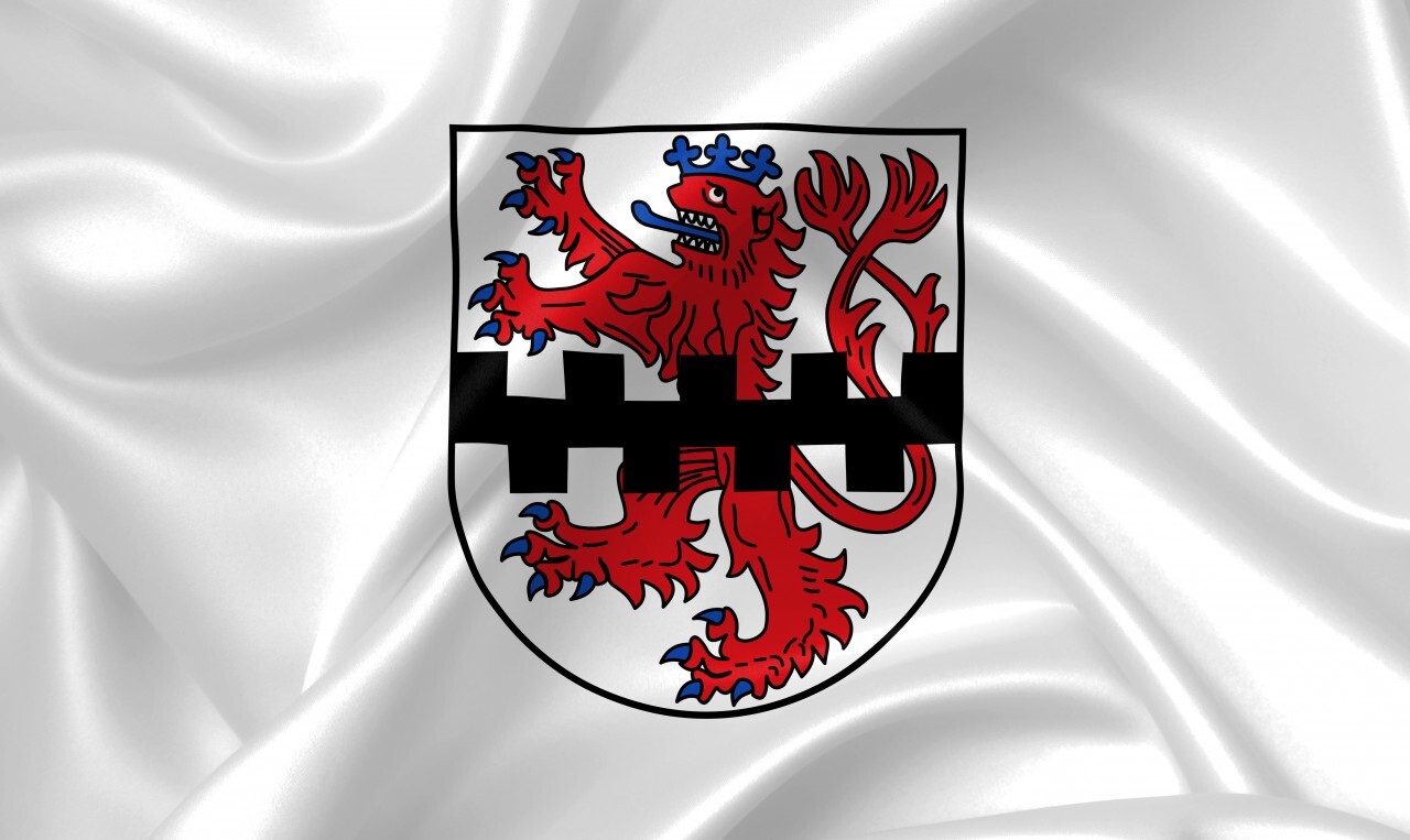 Flag of Leverkusen city in North Rhine-Westphalia, Germany Illustration