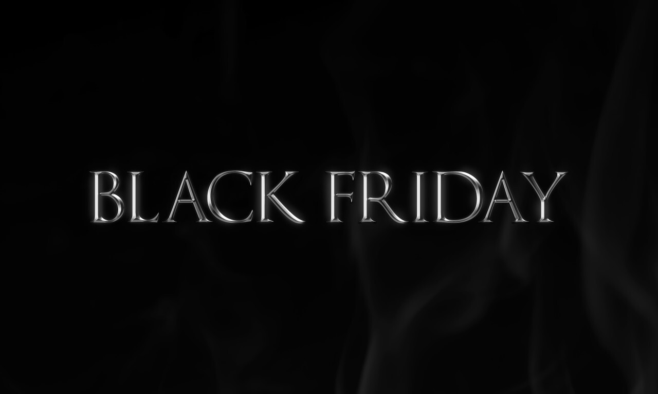 Black Friday Silver Word on blackboard background