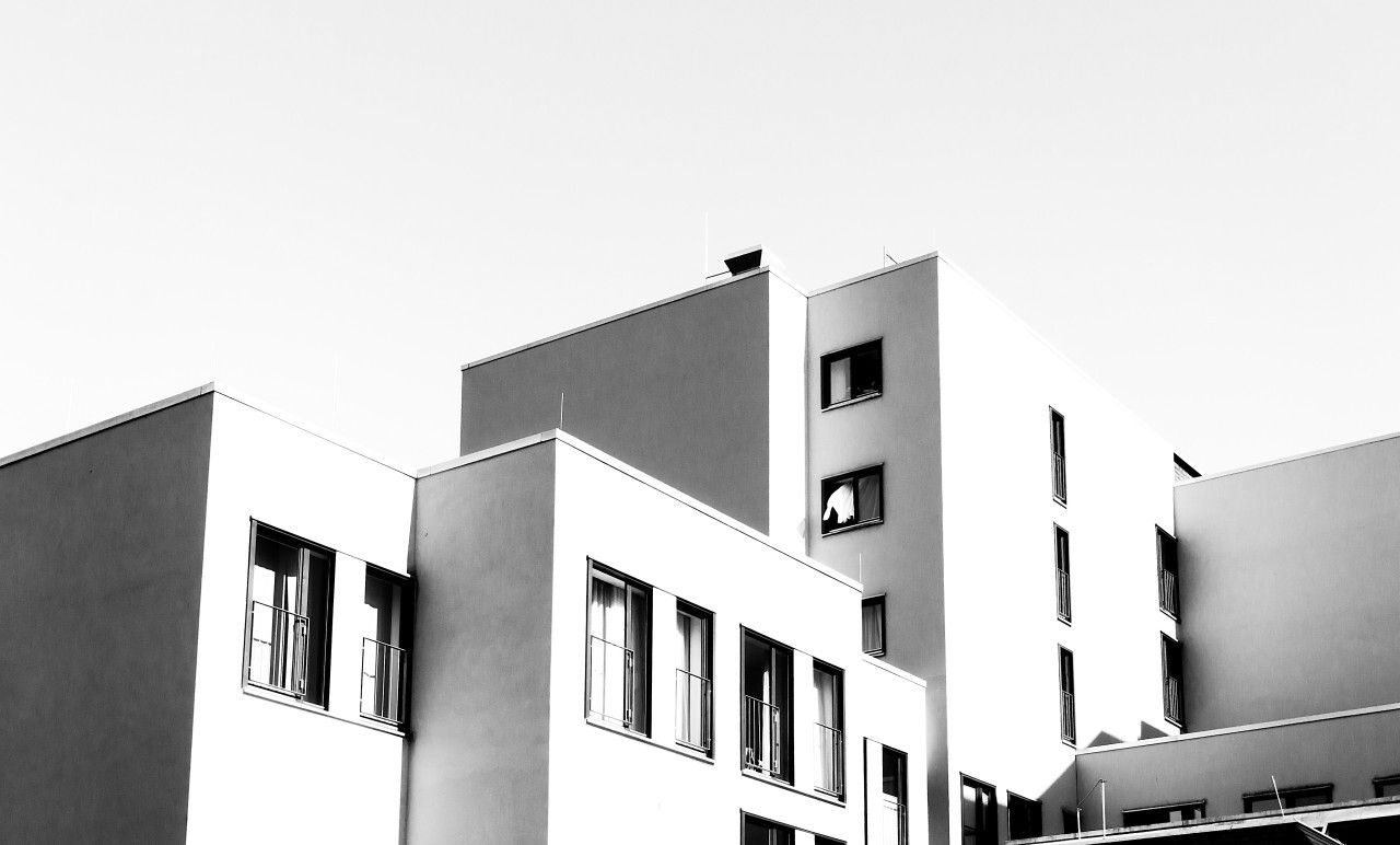 light black and white building