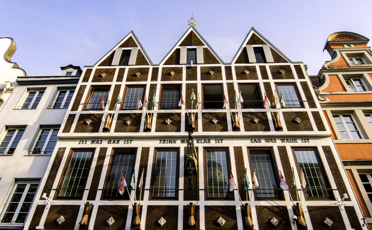 house with flags in dusseldorf