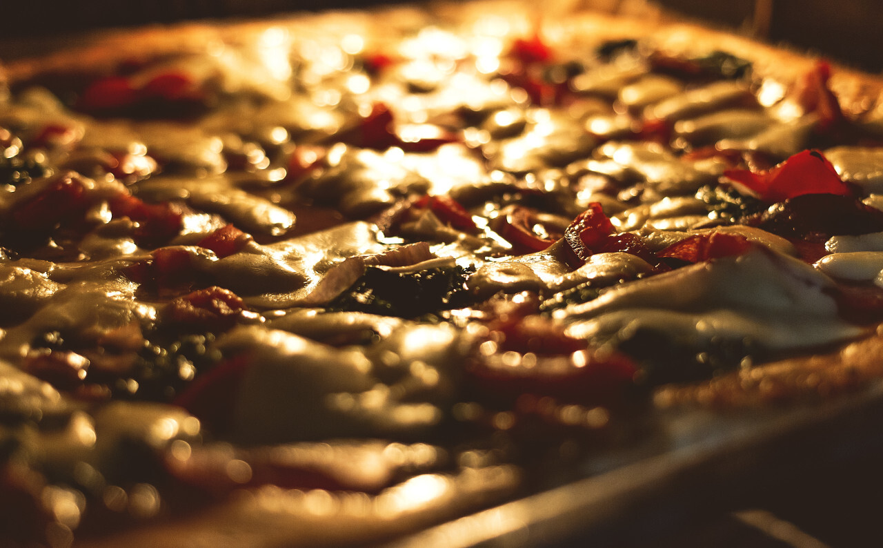 homemade pizza in the oven