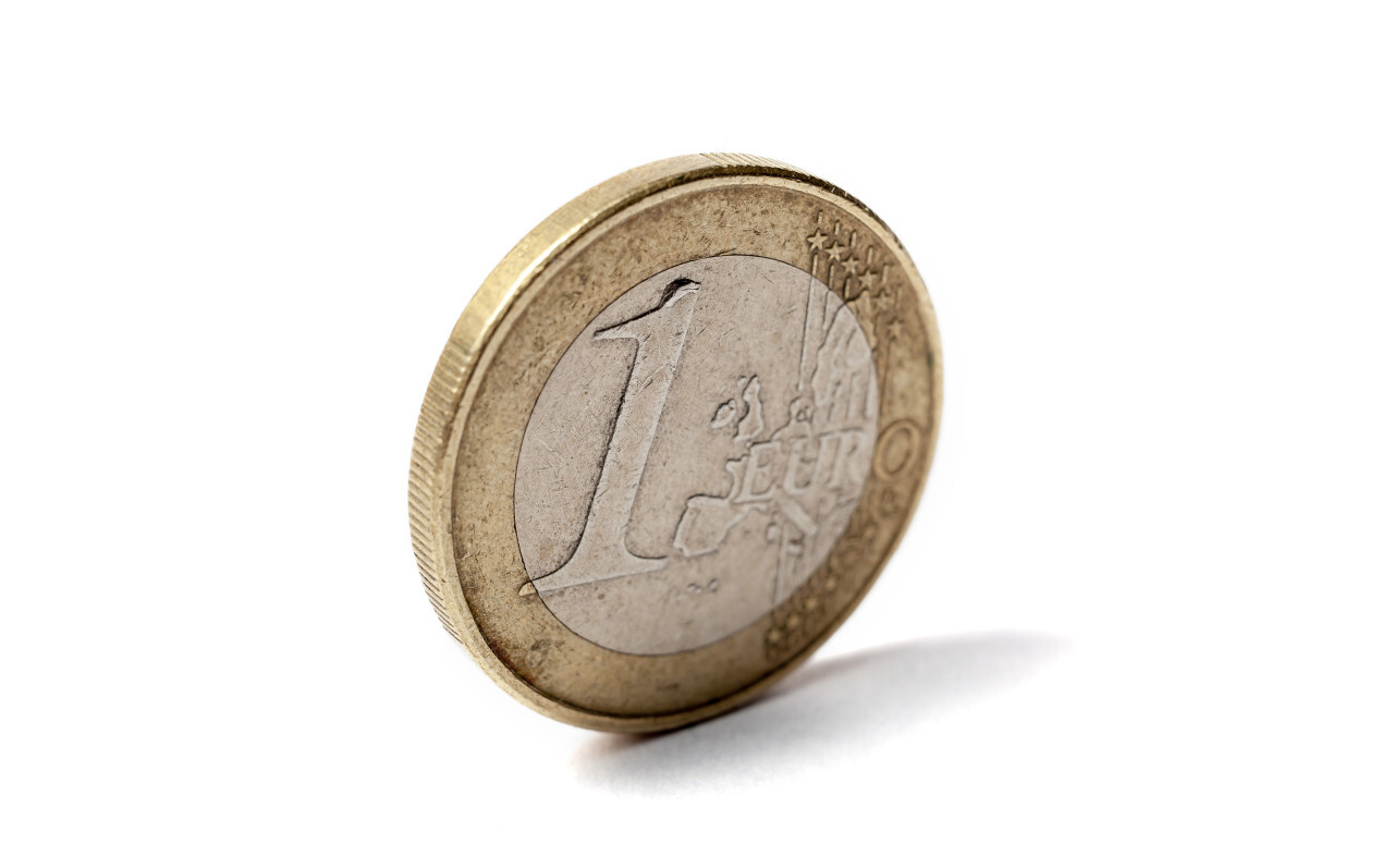 1 euro isolated on white background used looking one euro