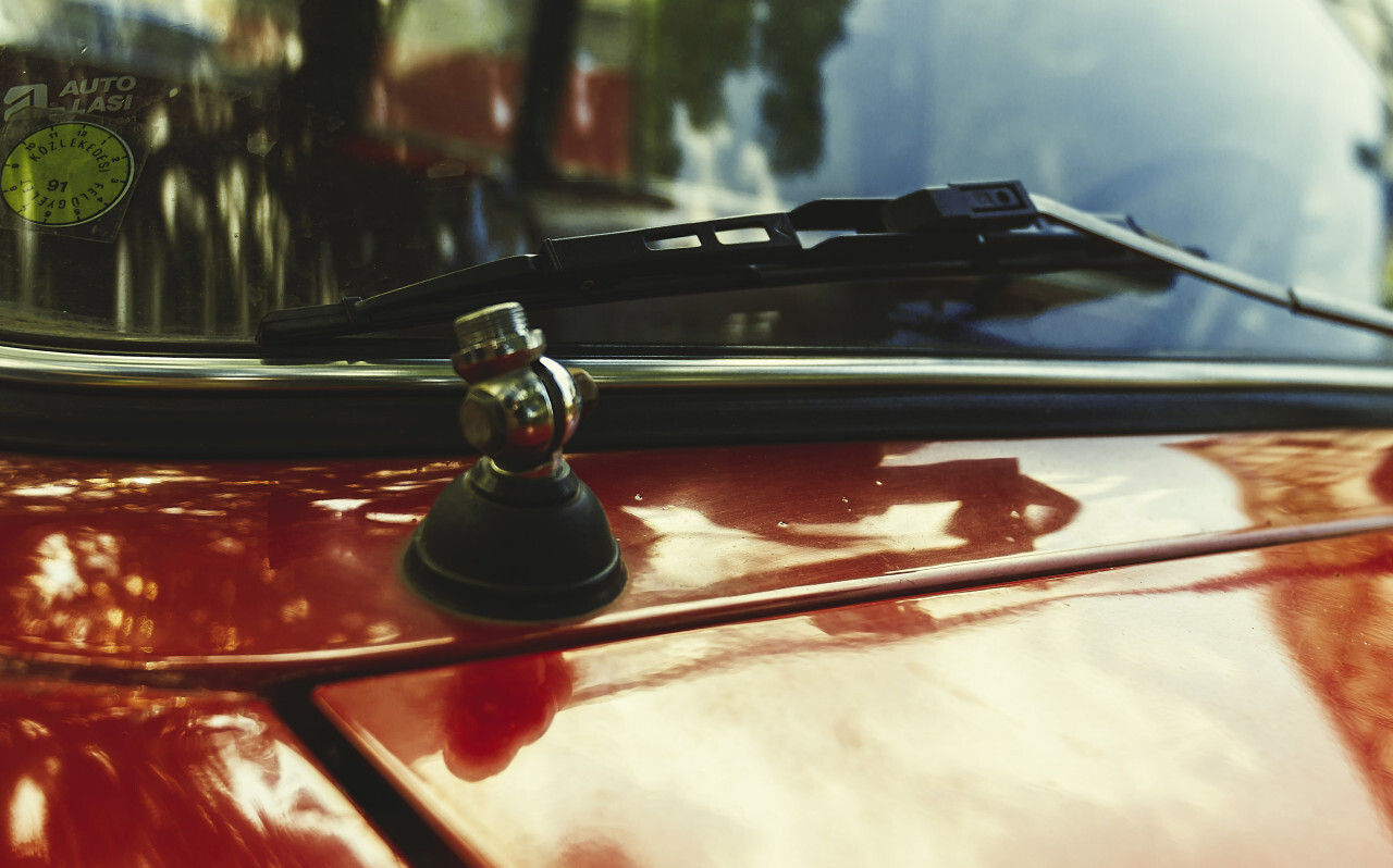 windshield wipers on a red car