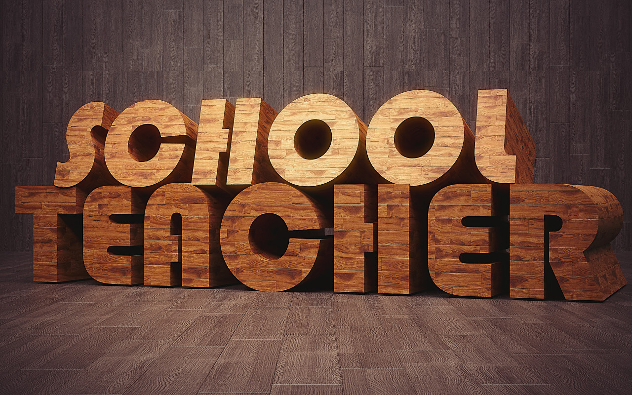 school teacher 3d text