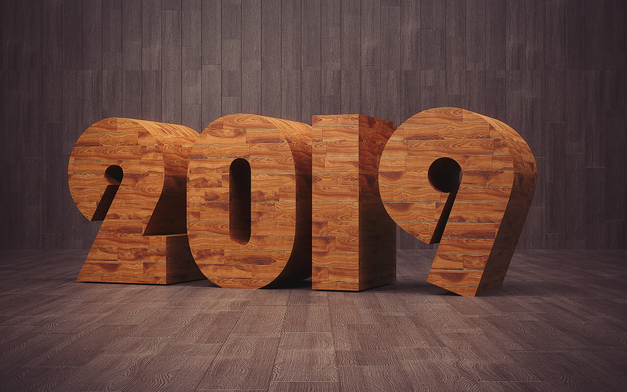 2019 3d text wood