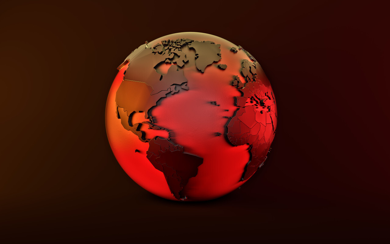 Red Earth Globe Global warming 3D illustration