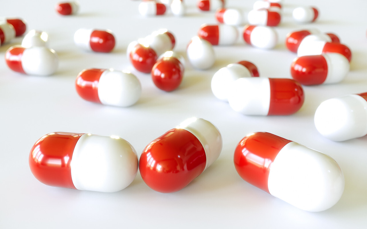drugs pills capsule red and white medicine 3D illustration