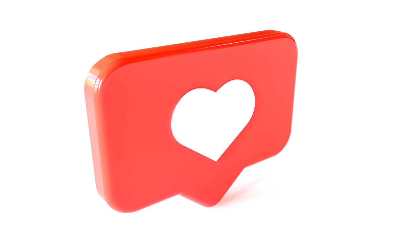 Social Media Network Love and Like Heart Icon isolated on white background