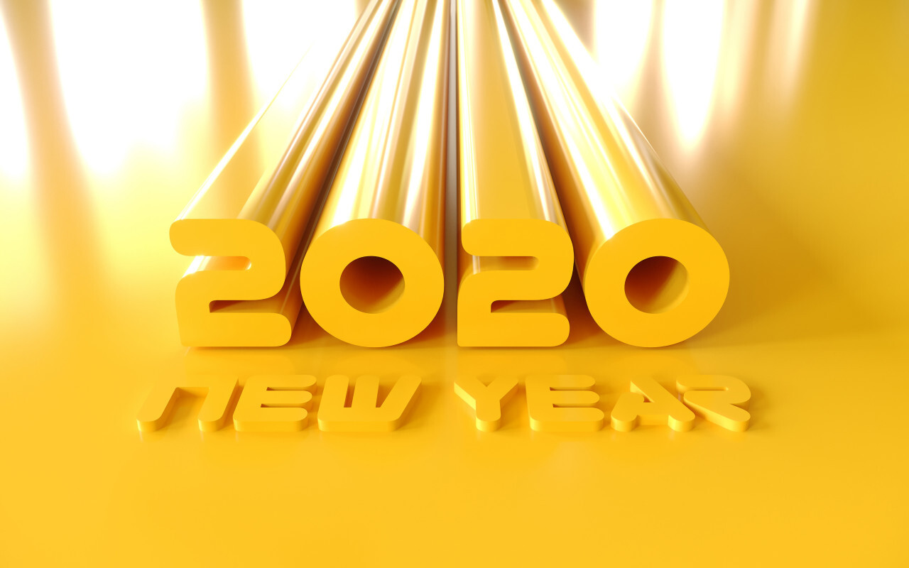 happy new year 2020 gold text