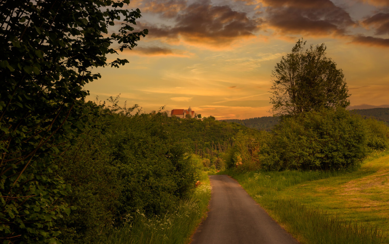 Melsungen by Kassel in Hesse, Germany - Rural Landscape with a castle on a hill