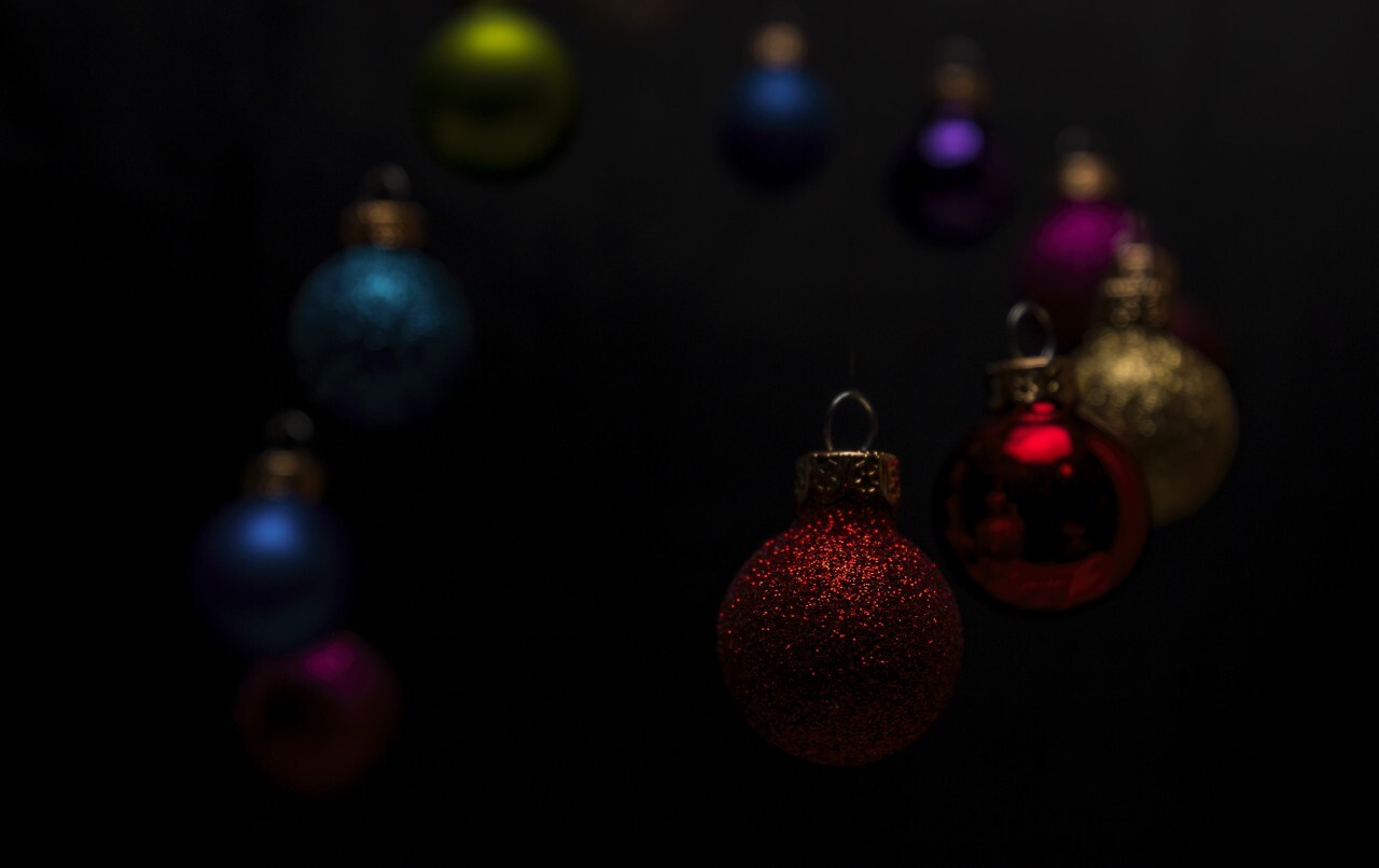 christmas tree balls black background