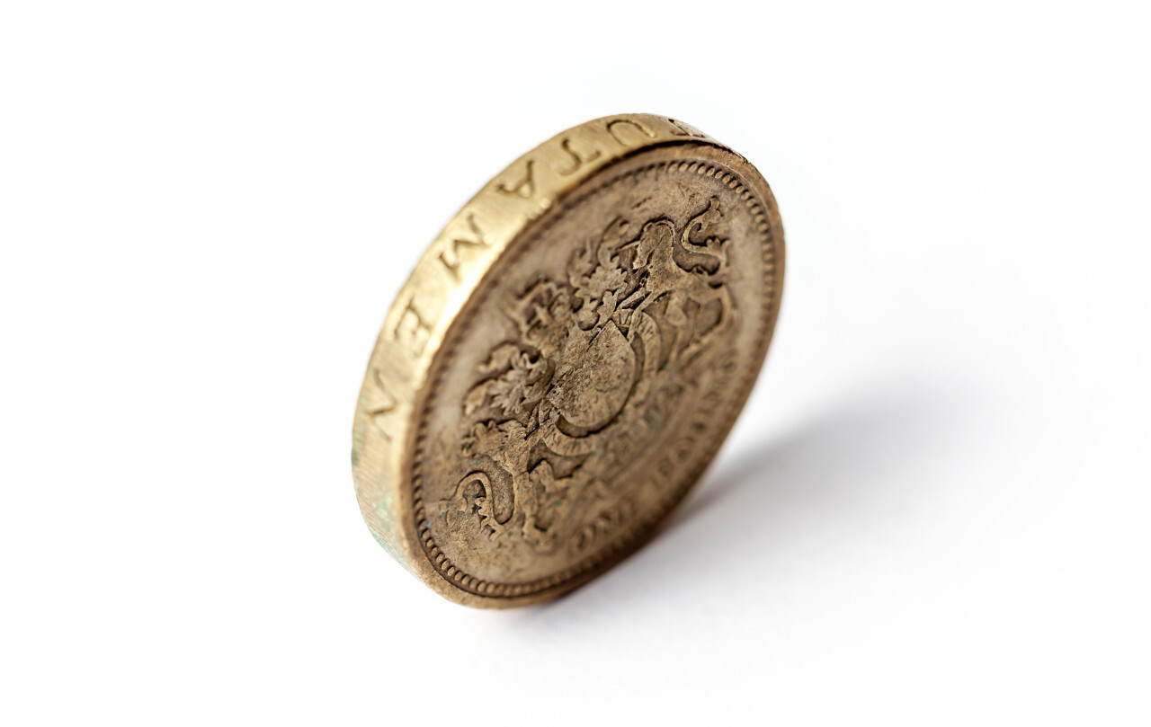 UK 1 Pound coin isolated on white background