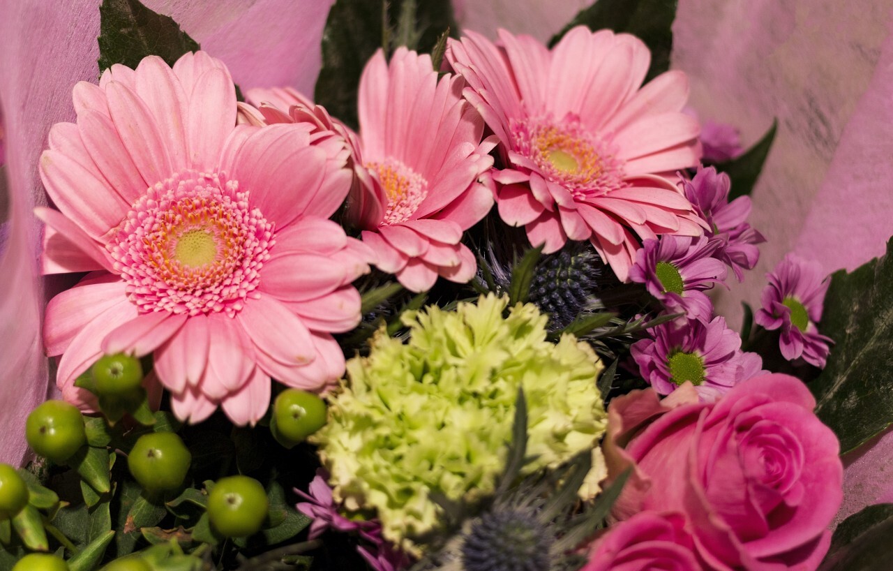 Close-up of a pink  wedding bouquet