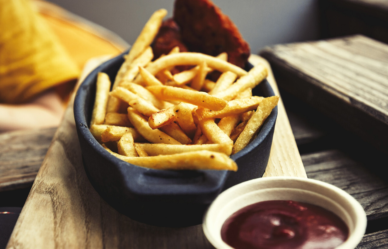french fries with  ketchup