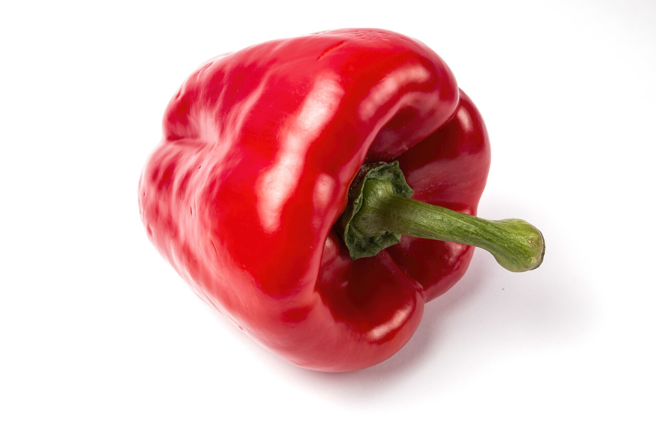 red sweet pepper on a white background