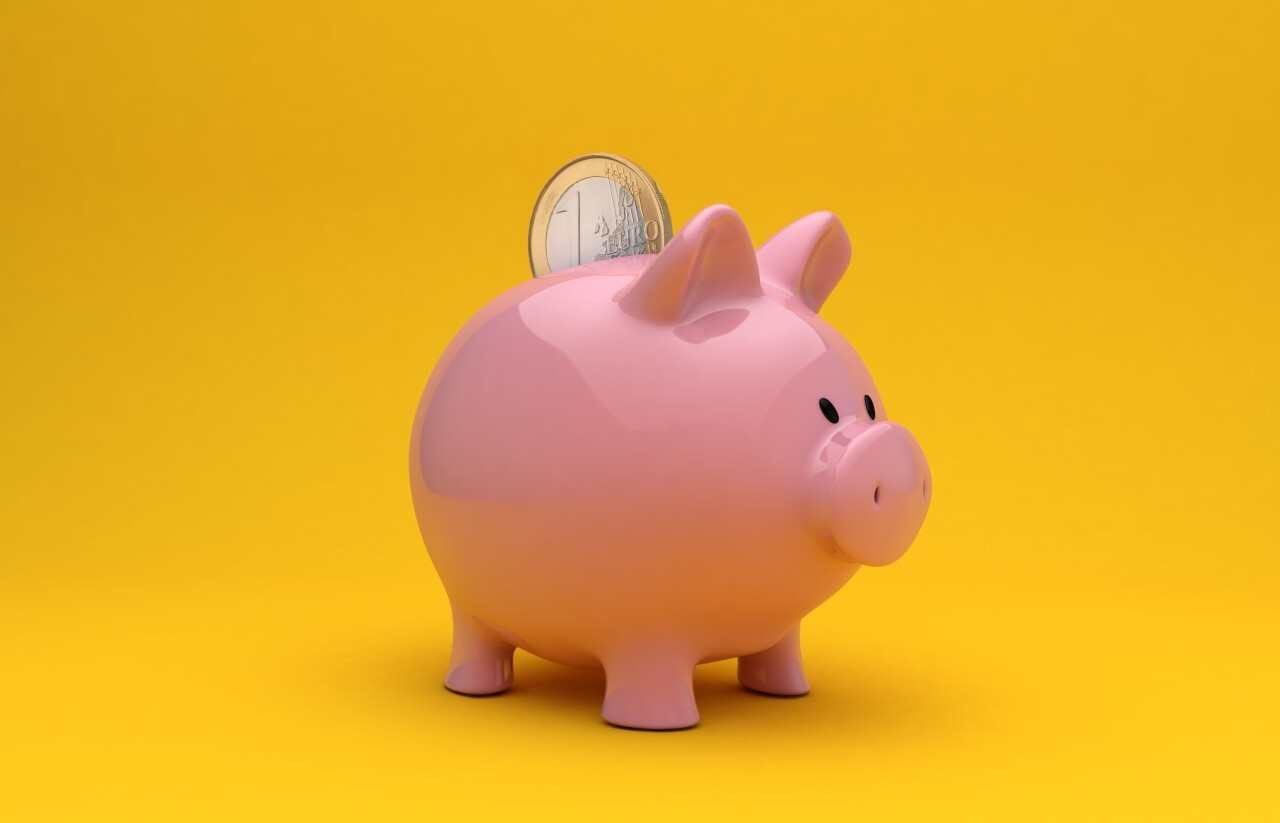 piggy bank yellow background