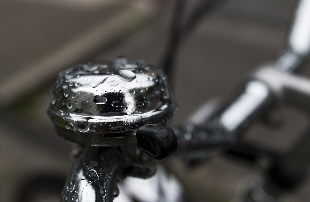 wet silver bicycle bell