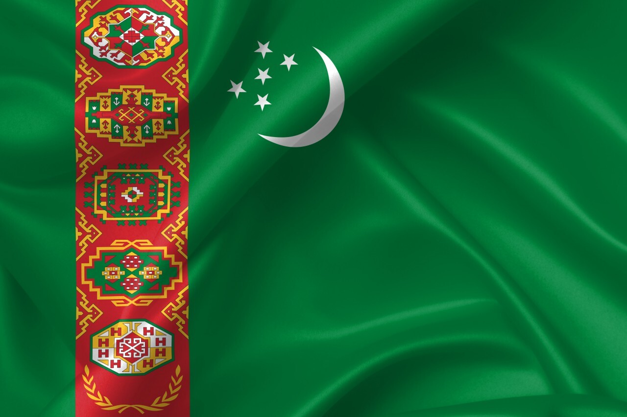 Turkmenistan flag in the wind Illustration