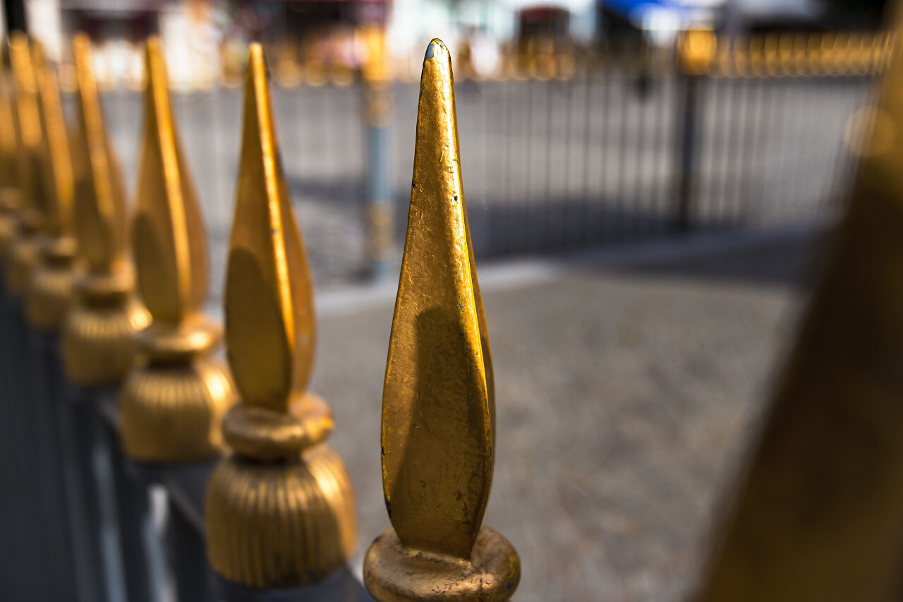 gold decorated fence