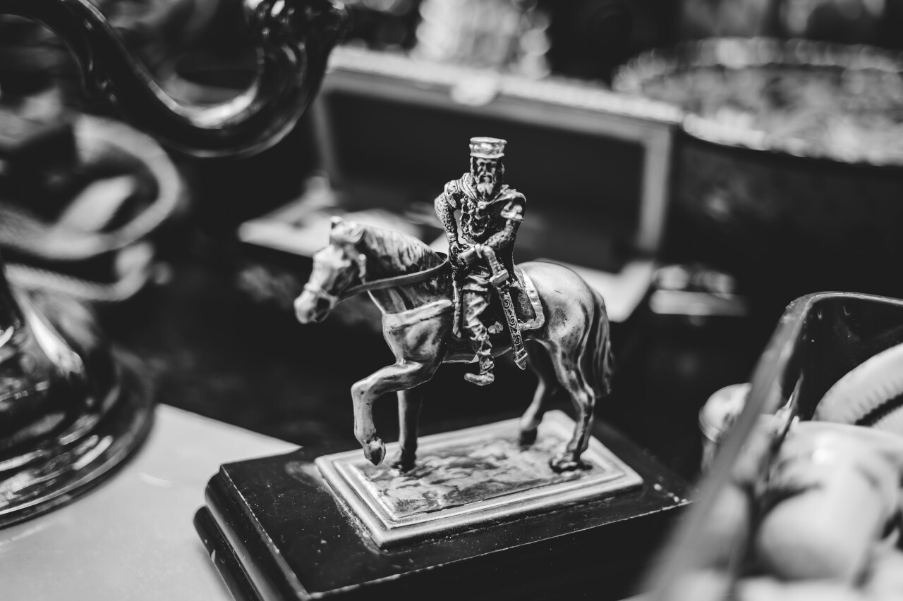 knight on his horse on a flea market