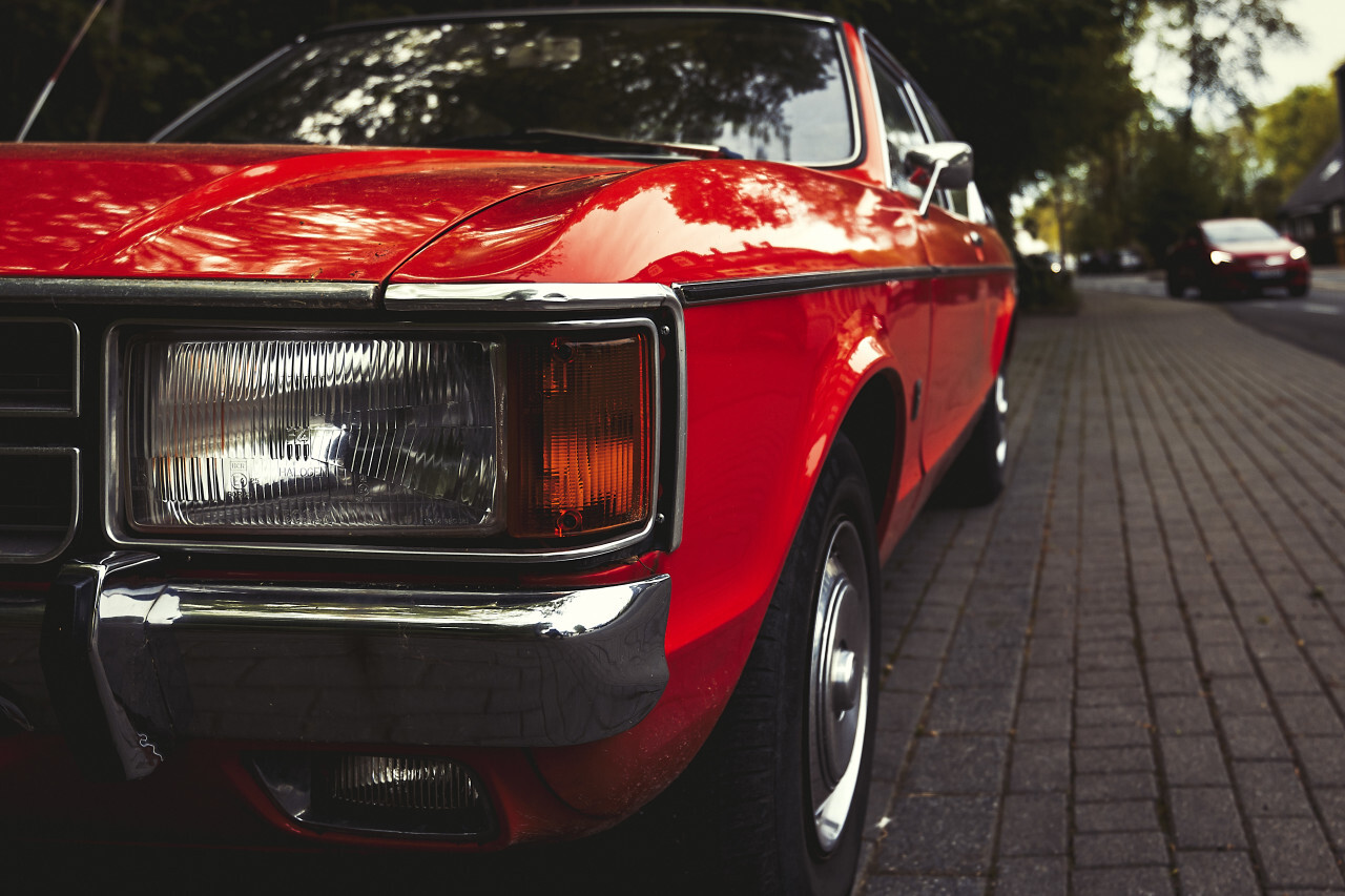 red classic car