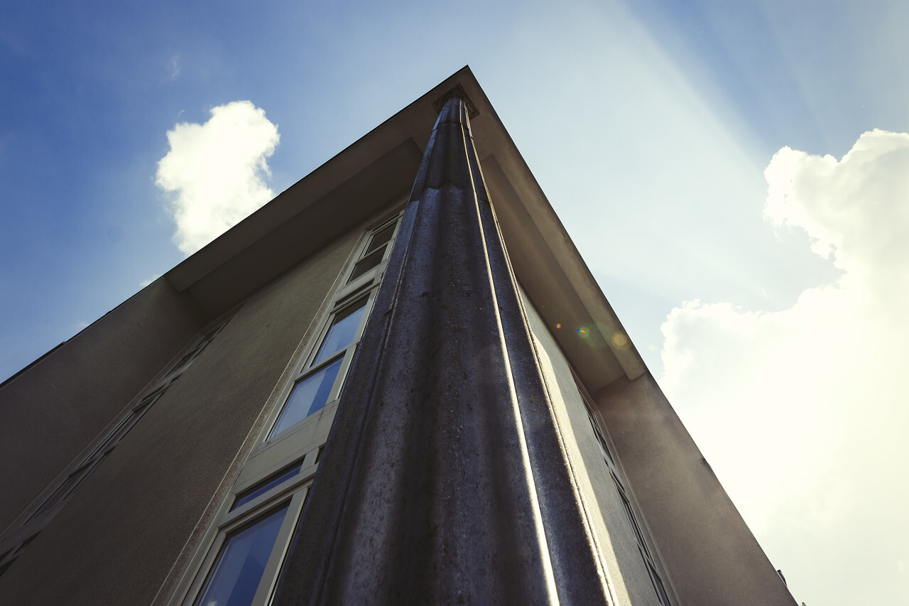 residential buildings and clouds