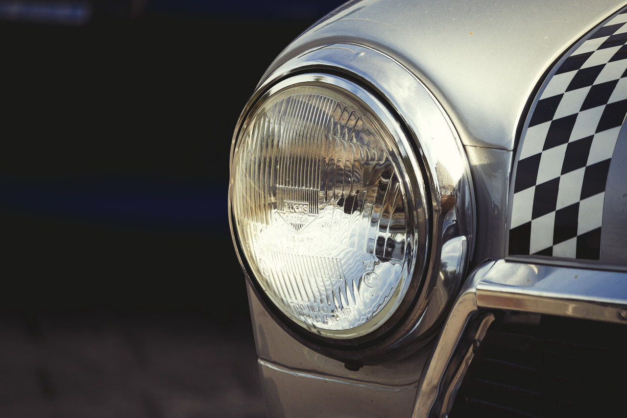 silver oldtimer mini frontlight