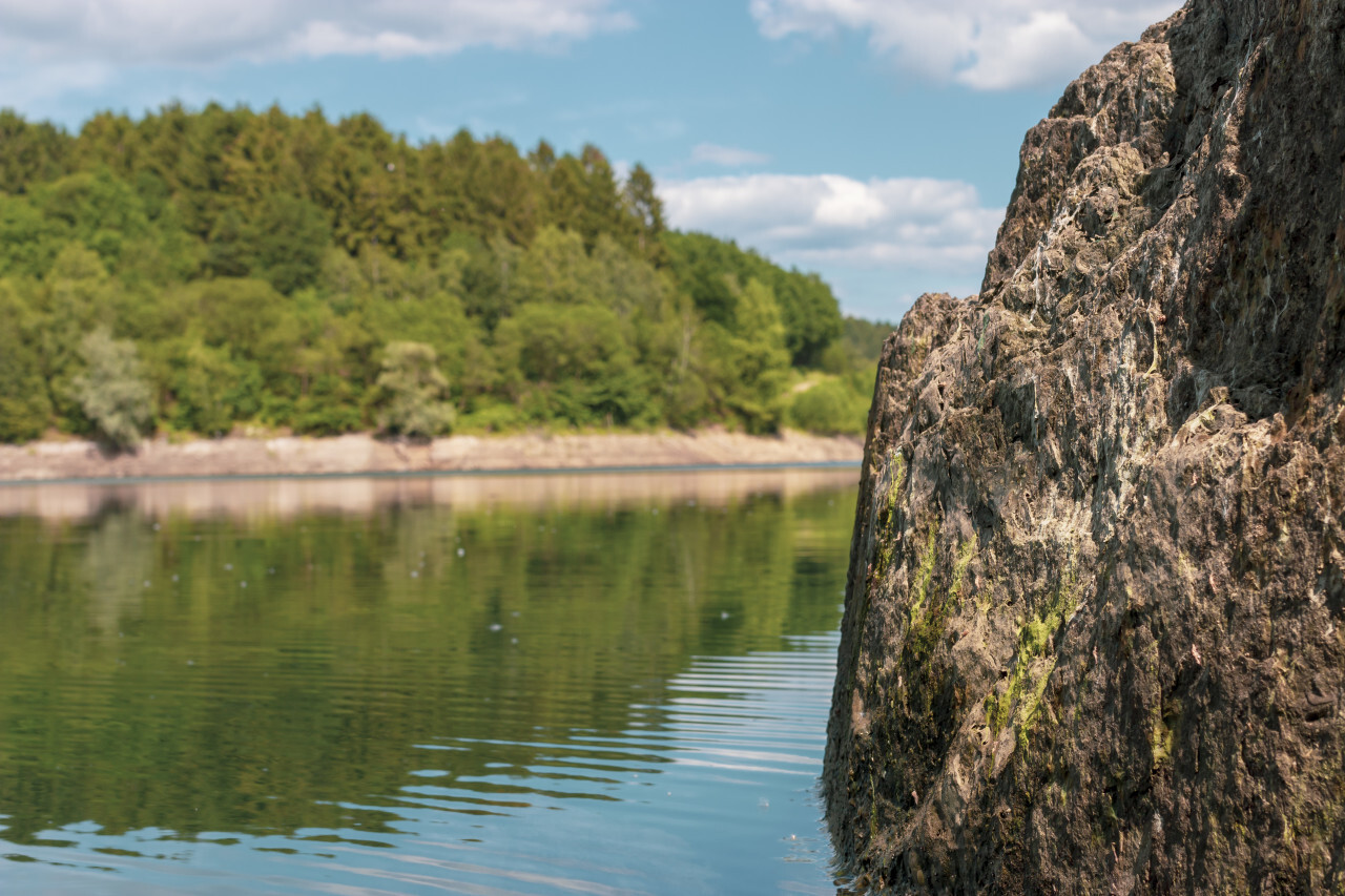 rock in lake - landscape in germany nrw wuppertalsperre