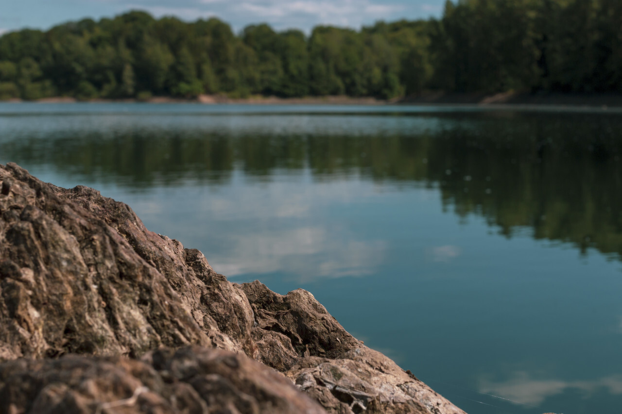 rock in lake - landscape in germany nrw wuppertalsperre