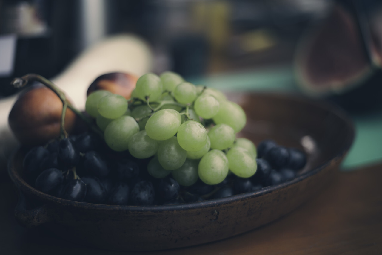 fruit bowl with grapes
